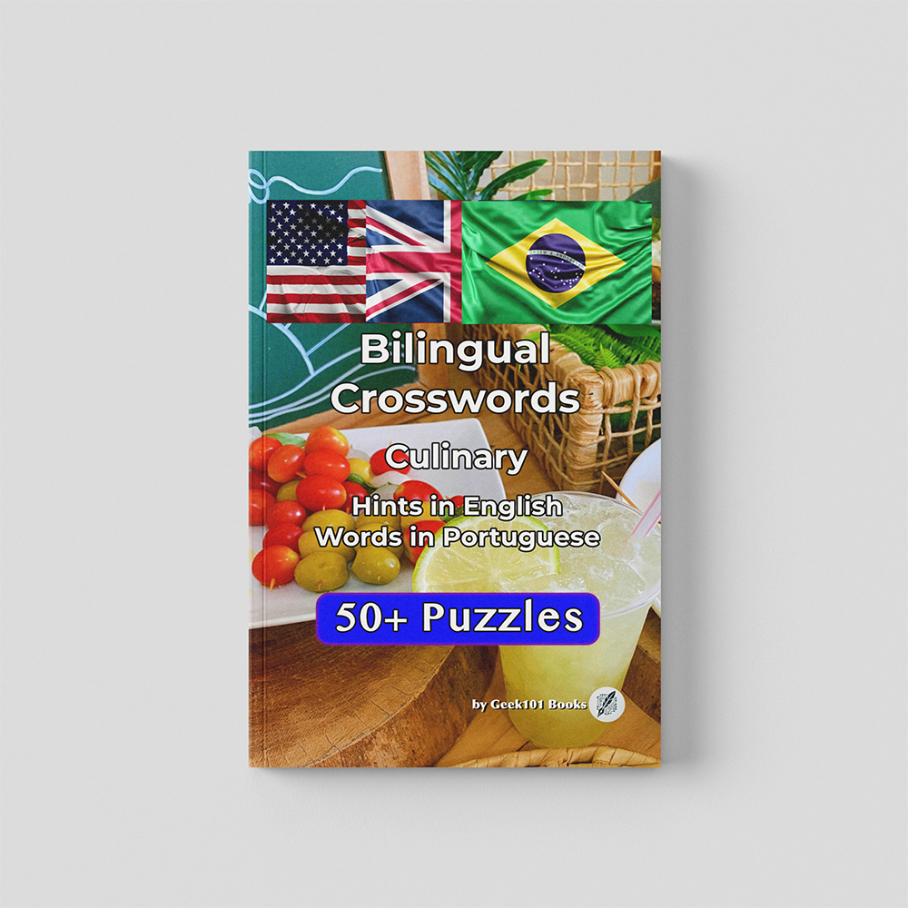 Bilingual culinary crossword mockup cover